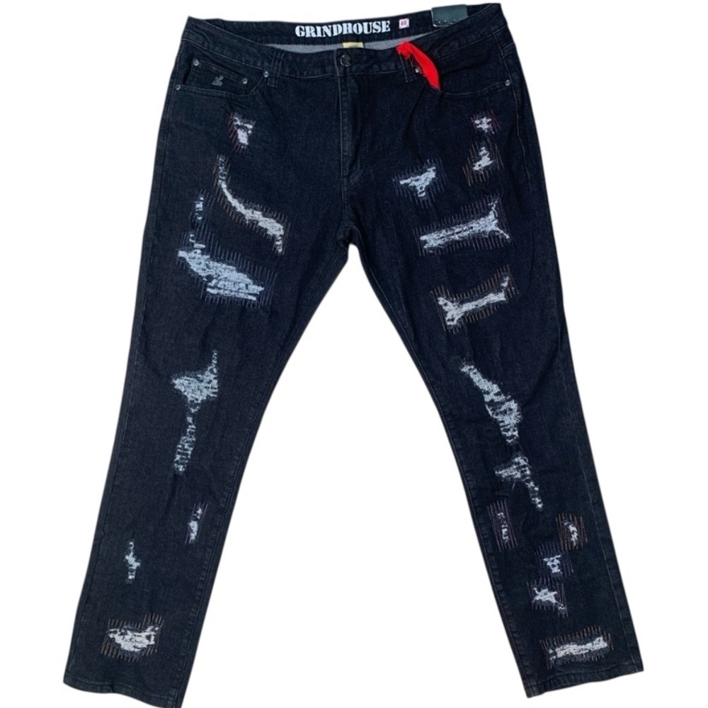 Sz 42 grind house Black Distressed Men's Jeans grind houses
